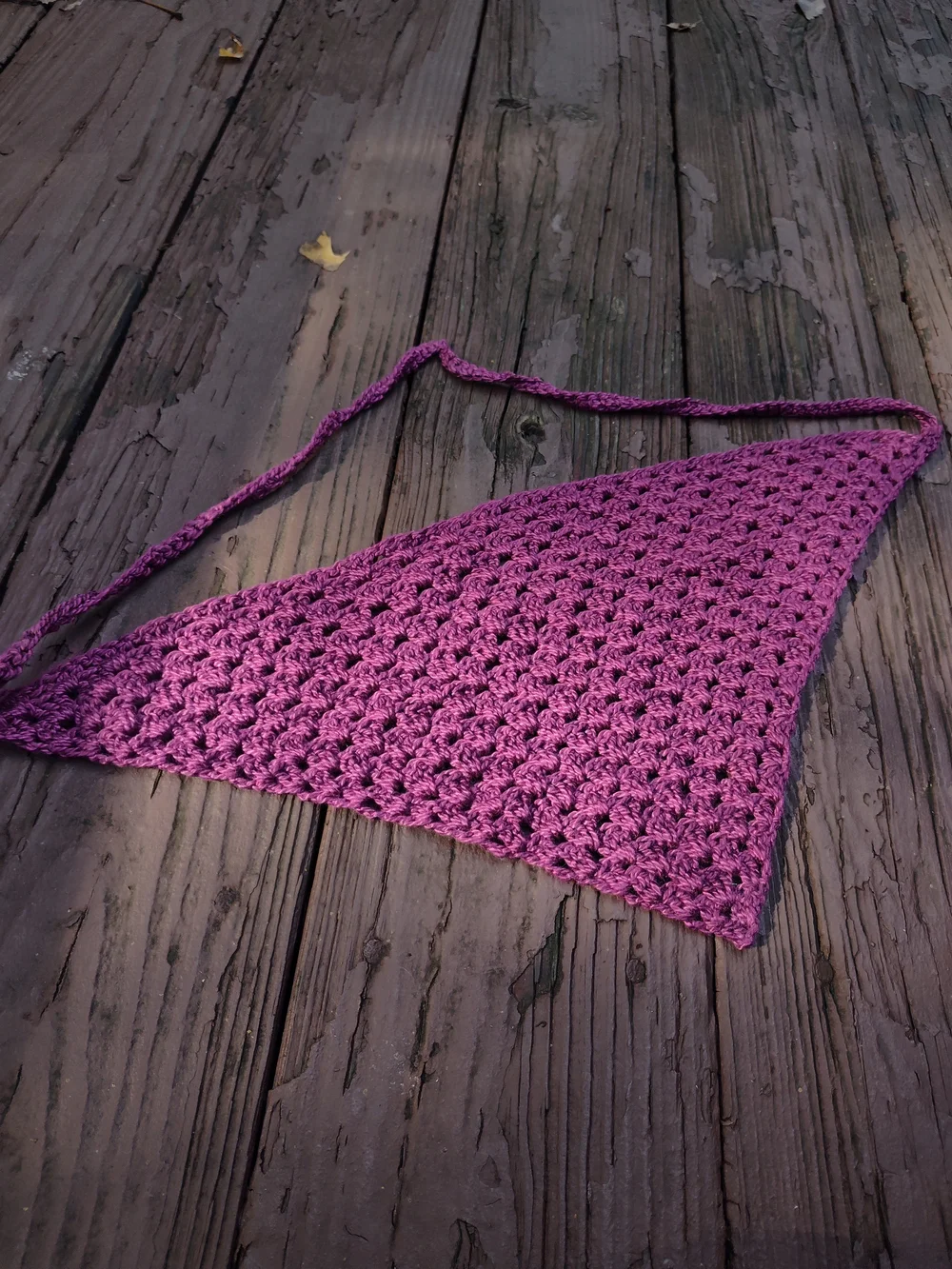 Handmade Crochet Triangle Scarf Bandana - Purple